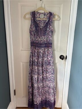 Bohemian Floral V-Neck Maxi Dress in Purple